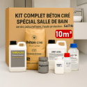Kit complet béton ciré spécial SALLE DE BAIN 10m² - vernis polyuréthane, haute protection - SATIN