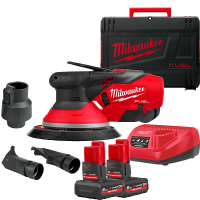 Ponceuse orbitale excentrique FUEL M12 150 mm MILWAUKEE + 2 batteries 5 Ah + chargeur + HD BOX