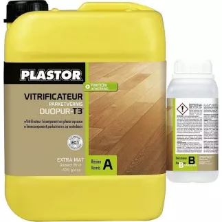 PLASTOR PUR‑T3 Duo - Vitrificateur parquet bicomposant pro, haute protection, trafic intense