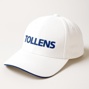 Casquette TOLLENS Blanche, taille Réglable, finition Premium 100% coton