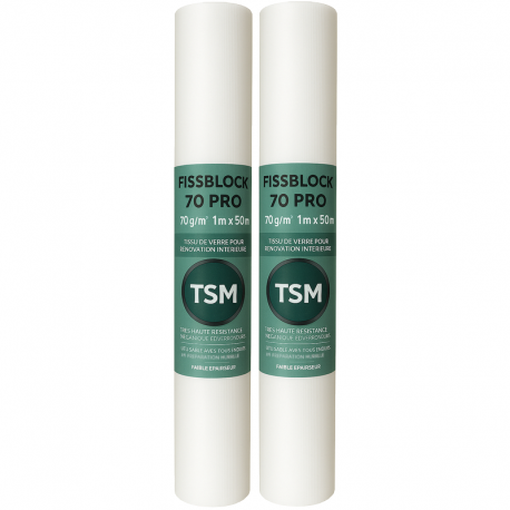 Rouleaux FISSBLOCK 70 PRO treillis en fibre de verre pour rénovation 70g/m² - 1 x 50m (Lot de 2)