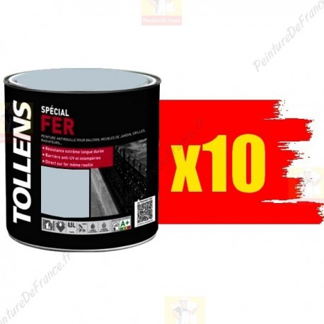 10x Peinture TOLLENS Spécial Fer Brillante BLEU CENDRÉ 0,5L